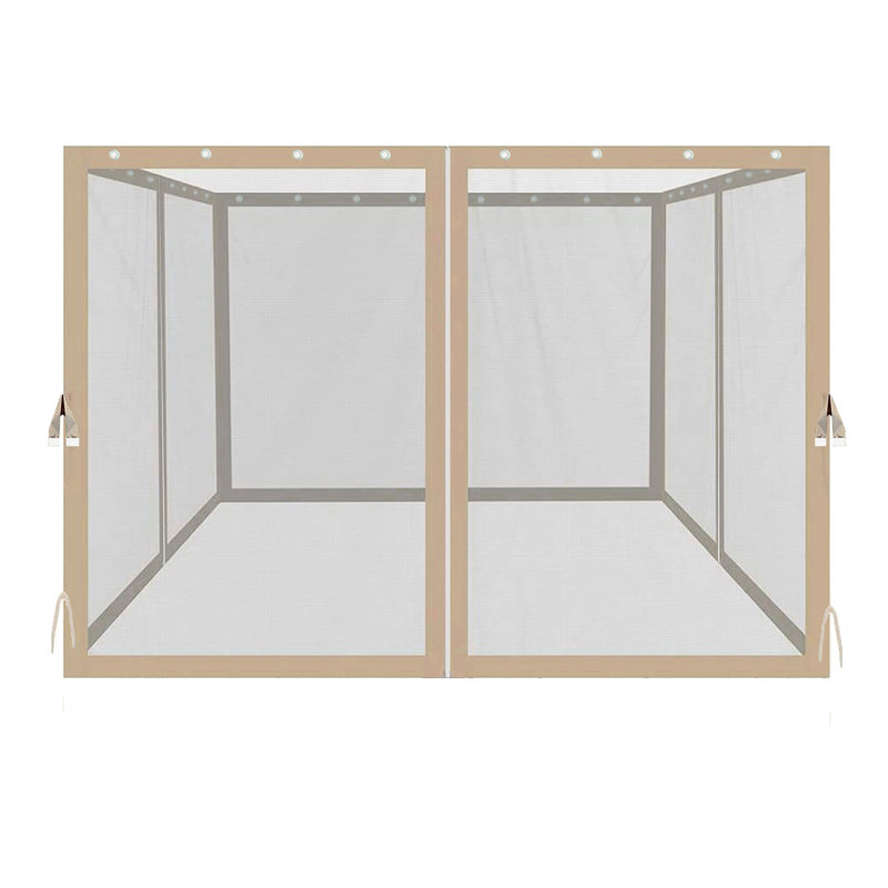 Filet beige 10 pi x 10 pi 10 po, filet beige avec fermetures à glissière, l 116,5 po, P, 81,1 po, fixé par des anneaux encliquetables et deux sangles de fixation pour plus de stabilité