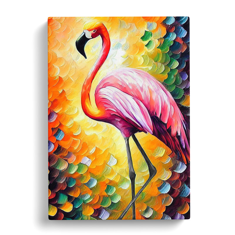 Flamingo Portrait No.2 - Wrapped Canvas, 50cm H x 35cm W