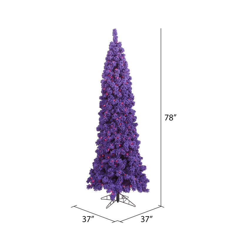Artificial Christmas Tree with Stand, 6.5' H x 37" W, Purple LED