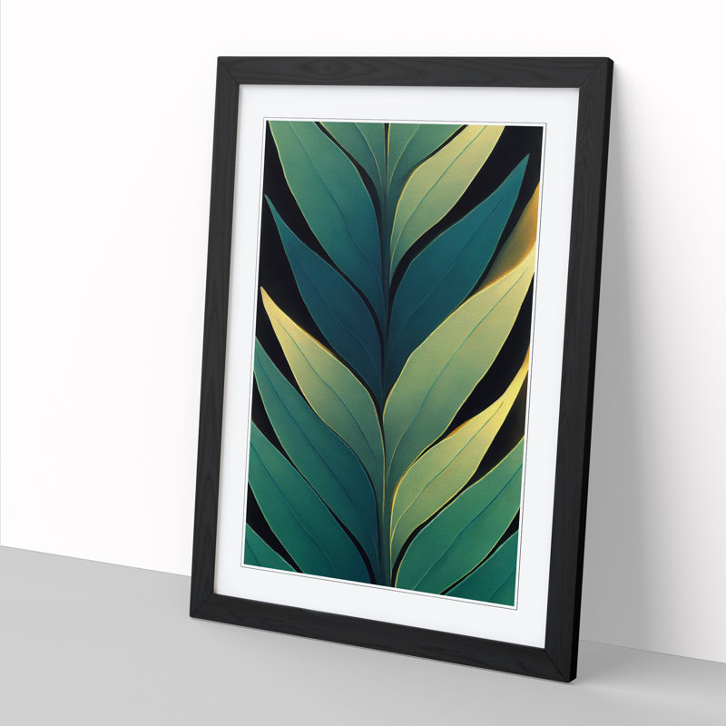 FRM-V0523-1860X Plant Leaf Art Vol.1 - Picture Frame Print, Walnut, 46cm H x 34cm W x 2cm D