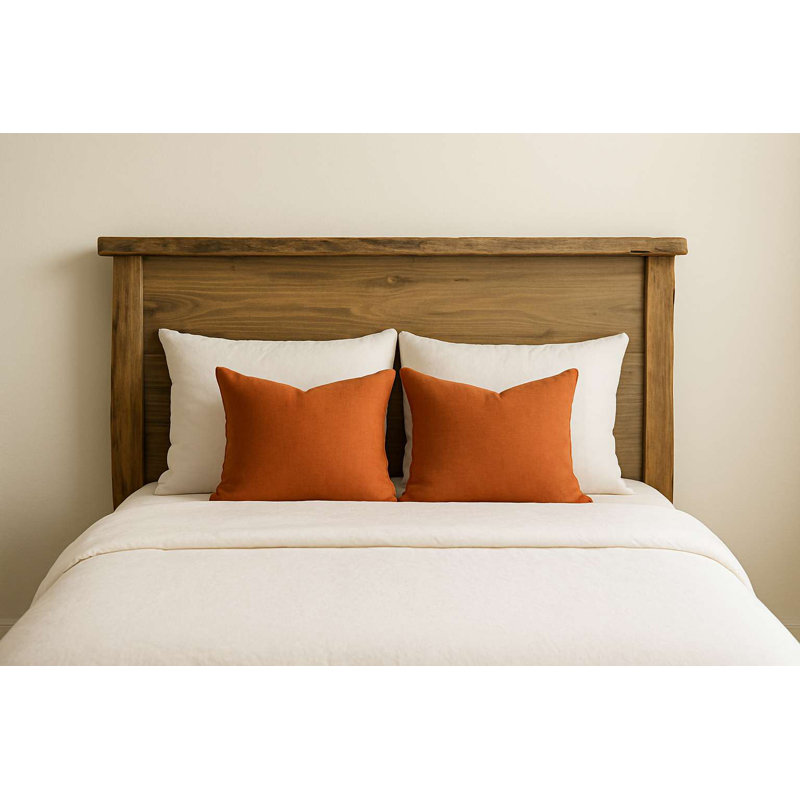 Adein Collection Smooth Sawn Solid Slab Headboard, Queen - Pecan Stain and Clear Lacquer Finish, Queen, Oak