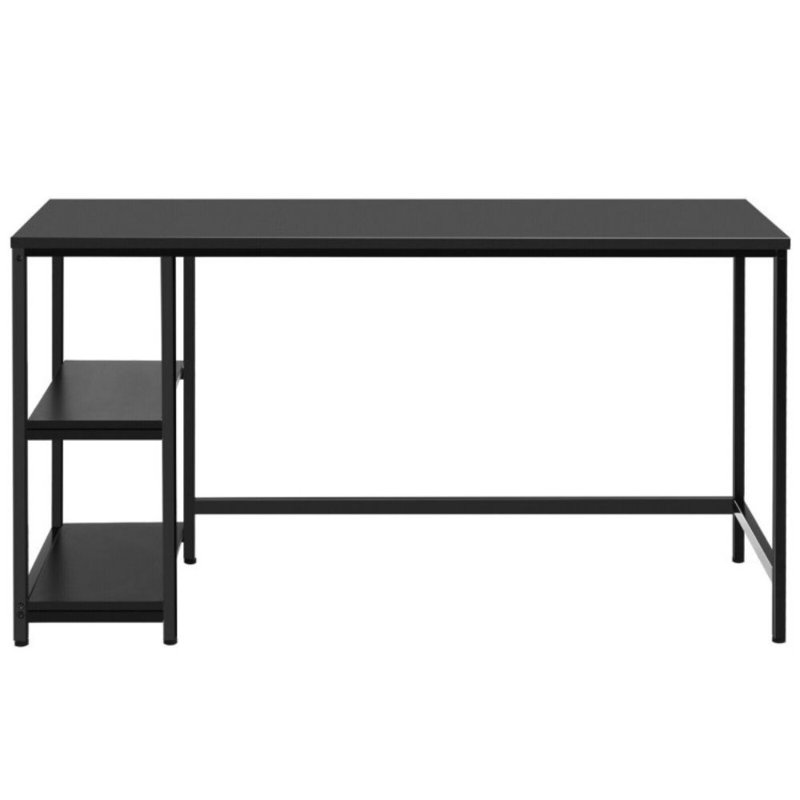Computer Desk Office Study Table Workstation Home With Adjustable Shelf, Black, 29.5" H x 55" W x 24" D