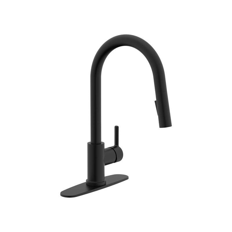 Robinet de cuisine moderne rétractable à poignée simple Craftx JOVI, Noir mat