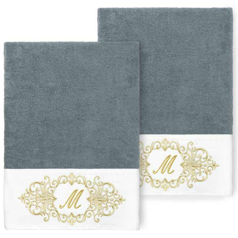 Linum Home Textiles 100% Turkish Cotton MONICA 2PC Embellished Bath Towel Set, M