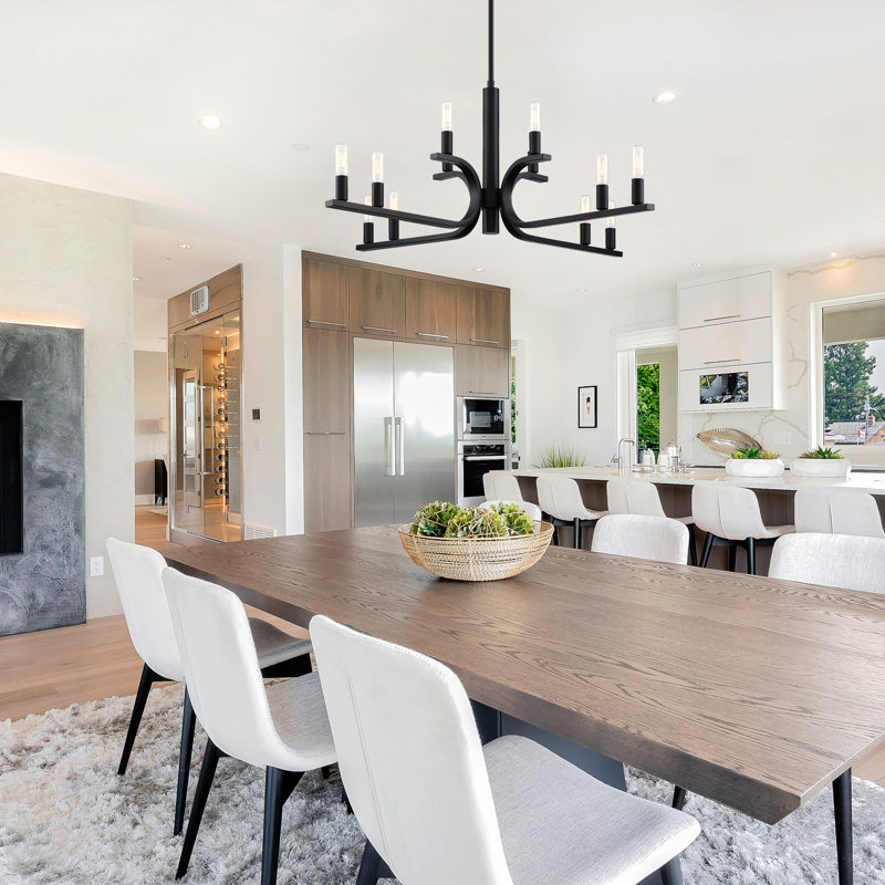 Lluviana 12 - Light Steel Dimmable Modern Linear Chandelier