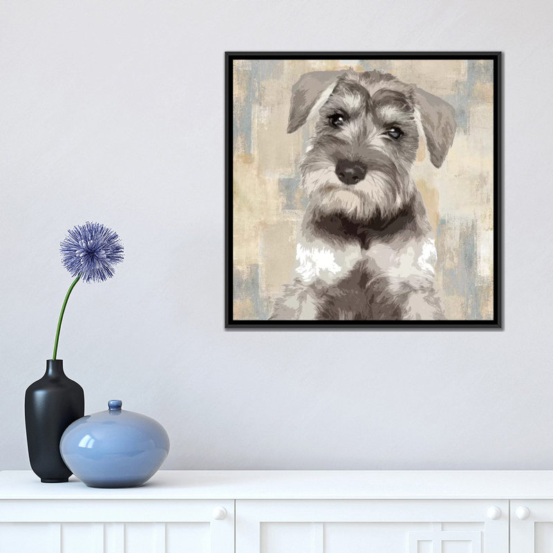 " Miniature Schnauzer " by Keri Rodgers, 18" H x 18" W x 1.5" D, Black Framed Canvas, No Mat