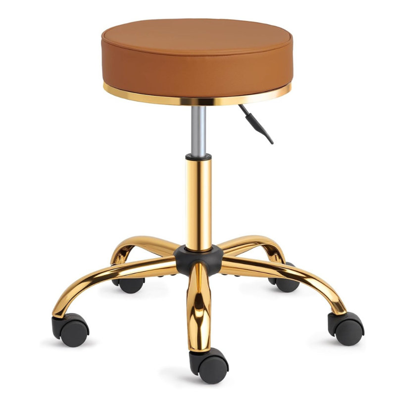 Adjustable Salon Stool Brown Gold