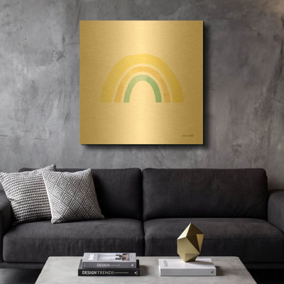 «Pastel Rainbow II» par Ann Kelle, art mural en métal doré, 36 po x 36 po
