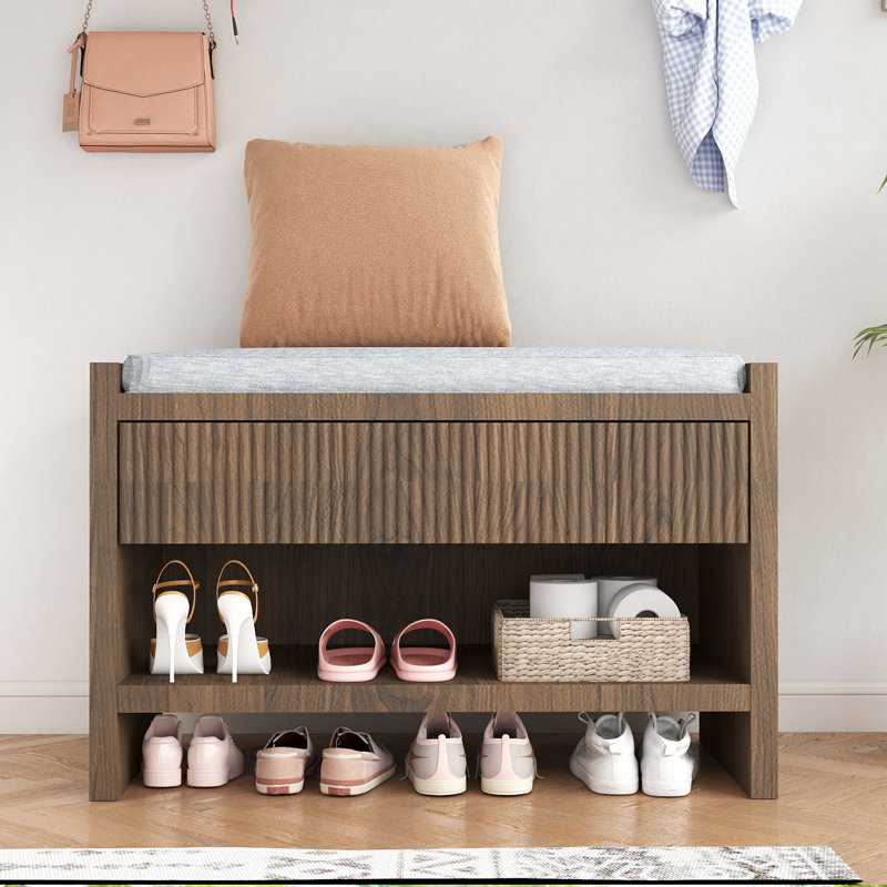 Shoe Storage Bench, Brown Wood