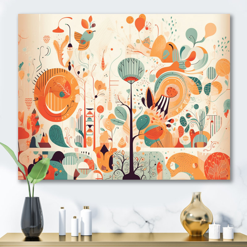 Journée ensoleillée avec oiseaux et arbres sur toile, H 12 po x l 20 po x P 1 po, Toile tendue