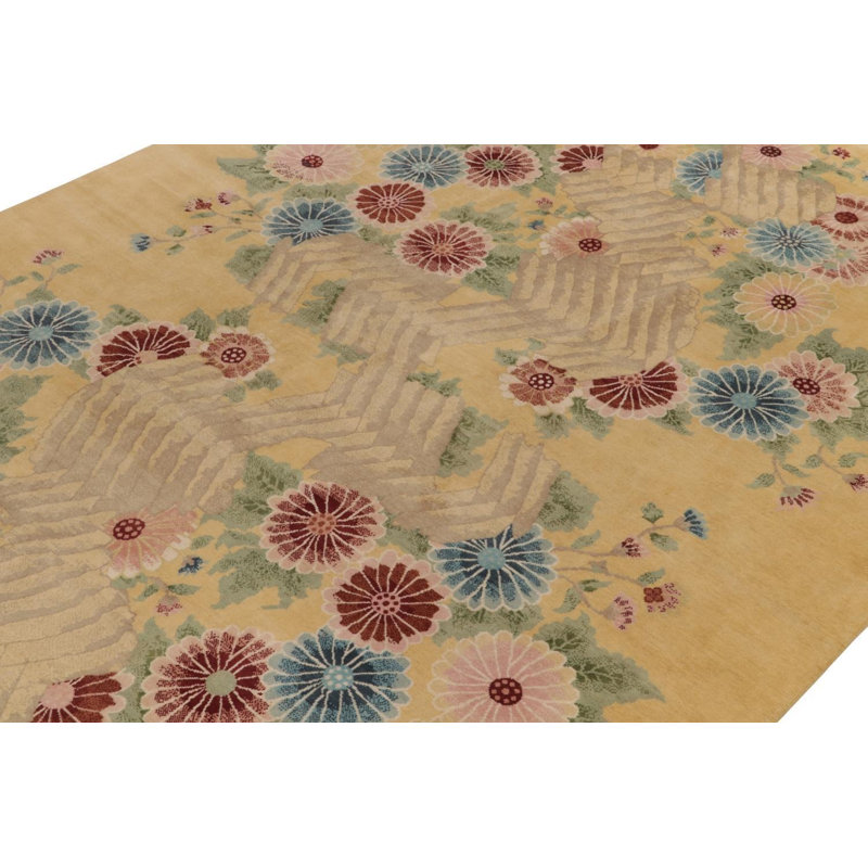 Art Deco Hand Knotted Wool Geometric Area Rug, Rectangle 12' x 16'