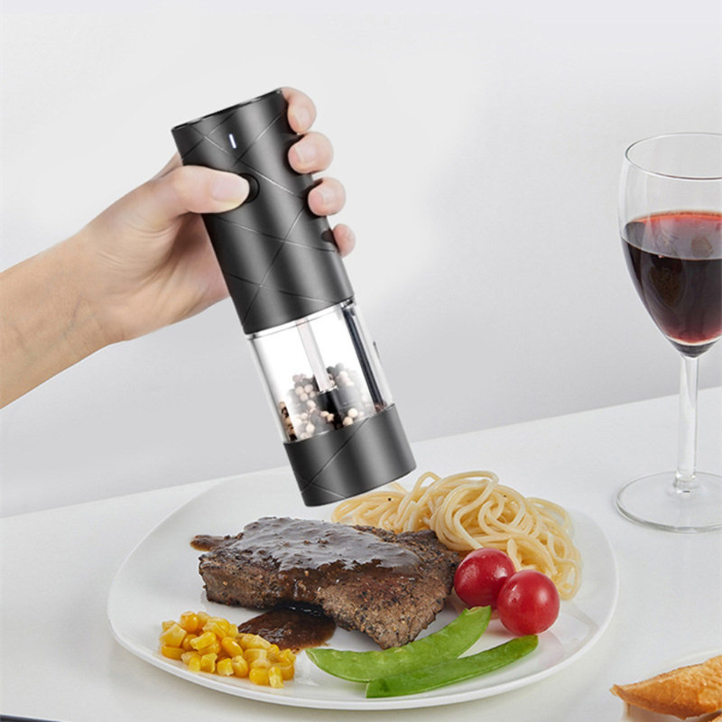 Ensemble de moulin électrique à poivre et à sel, rechargeable USB, grosseur réglable, lumière DEL, rechargeable, grande capacité