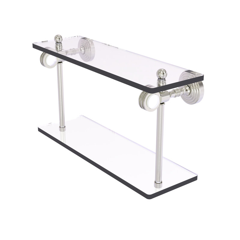 Étagère à 2 niveaux Jarrell, H 5,12 po x l 16 po x p 9,3 po, Nickel satiné