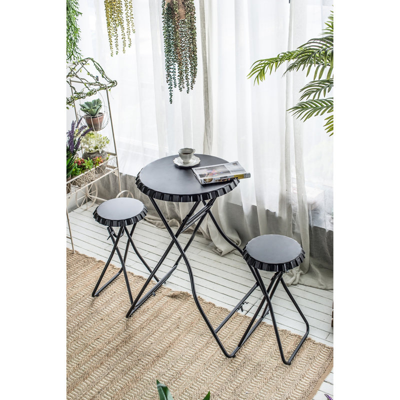 Table d'appoint industrielle noire et deux, 57,5 x 23,6 x 39,8 po, choix de décoration intérieure avec deux options de sièges,