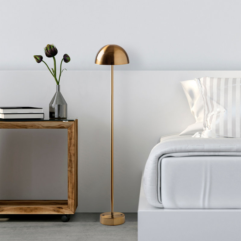 Elegant Gold Floor Lamp, Metal Body, 7.9 in Diameter x 45.3 in Height | 5W LED 3000K, 80 CRI | Rechargeable Li-ion Battery, 8 Hours Light Duration | Modern Design with On/Off Switch | Ideal for Living Room & Bedroom Decor