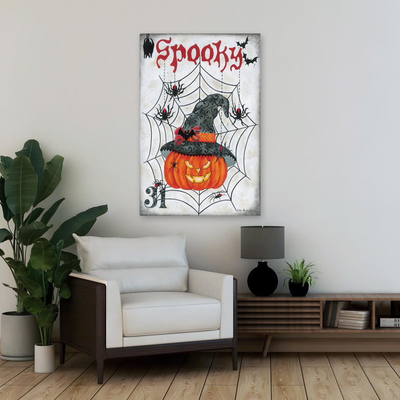 Art citrouille Spooky - citrouille d'Halloween contemporaine, H 36 po x l 24 po
