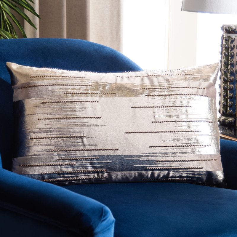  Abstract Throw Pillow, Taupe/Gold