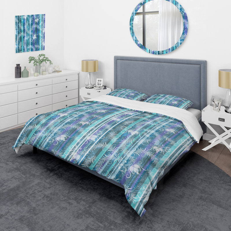 Blue and Purple Striped Pattern - Abstract Duvet Cover Set - Microfiber Polyester