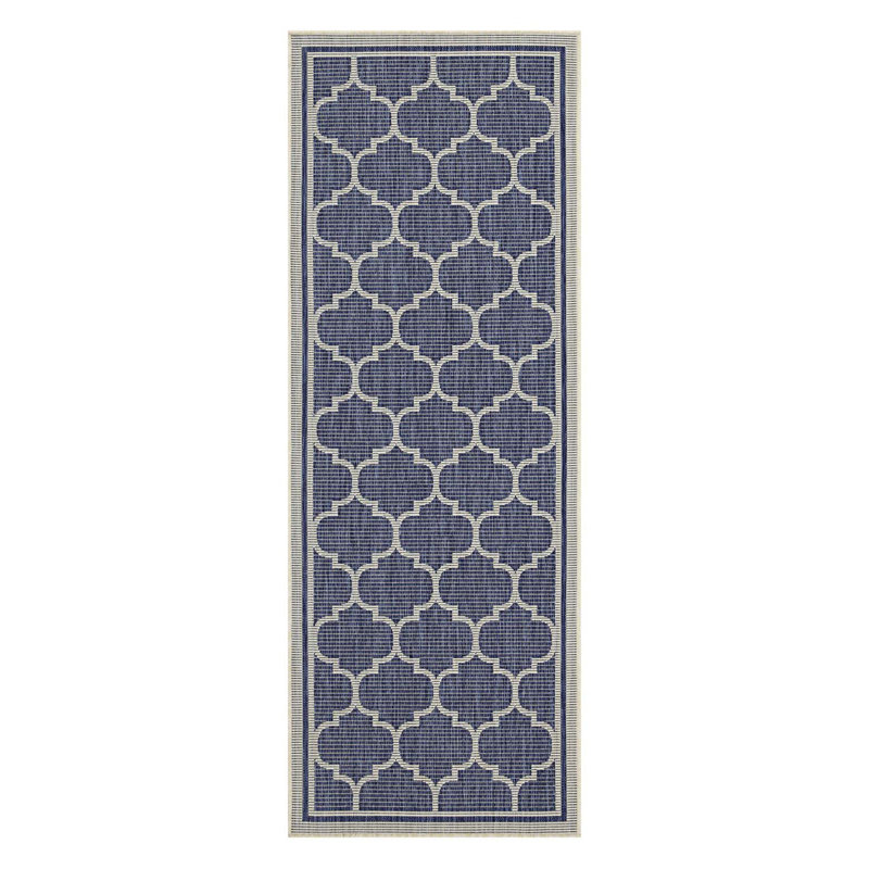 Trellis Patterned Indoor/Outdoor Area Rug, Runner 2'7" x 7'3"