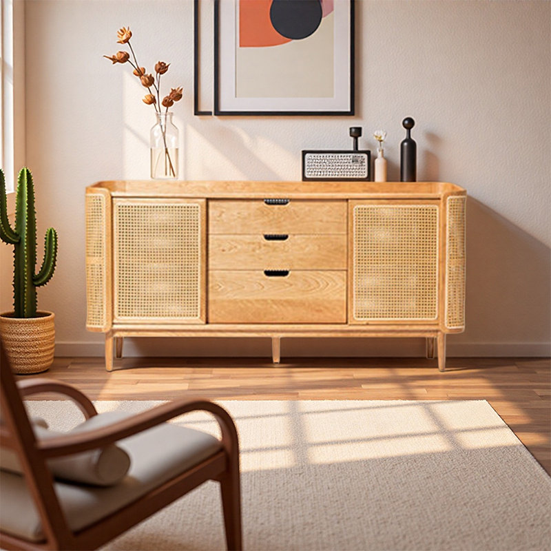 Armoire de rangement rétro et simple en osier, Burlywood