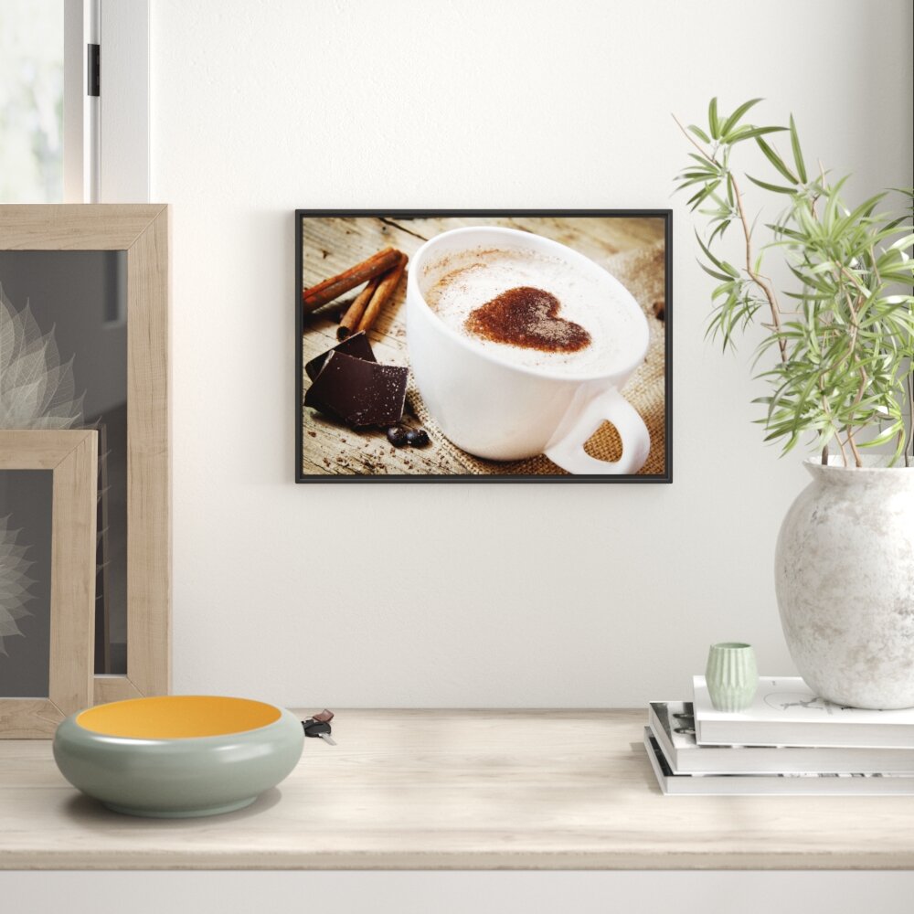 Gerahmtes Wandbild Tasse Kaffee mit Schokolade