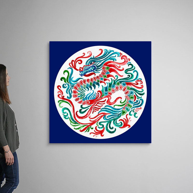 «Flying Dragon» par Eva Watts - reproduction d'art, H 48 po x l 48 po x P 1,25 po, Toile tendue