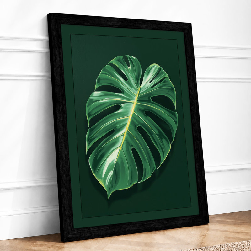 Monstera In Green Botanical - Print, A1 - 84.1 x 59.4 cm, Black