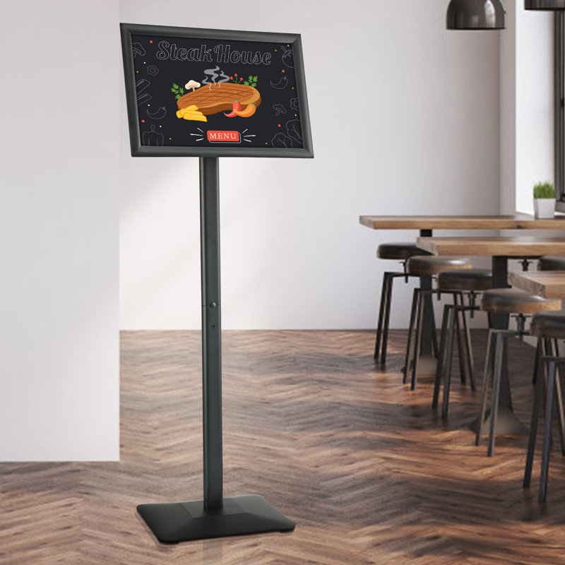 Pedestal Sign Holder, 11 x 17 Inch Vertical and Horizontal Adjustable Poster Stand, Heavy-Duty Floor Standing Sign Holder with Metal Base for Display, Advertisement, and Outdoor, Black