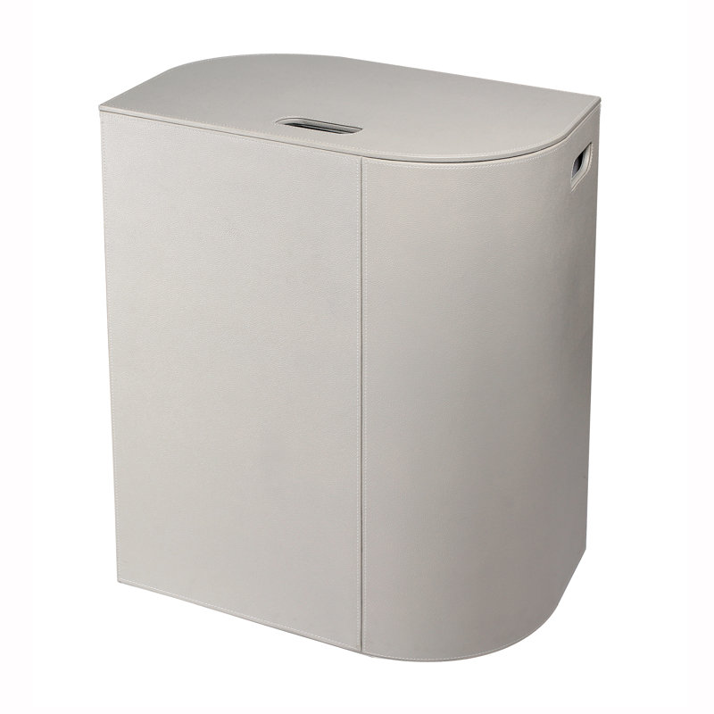 Ecopelle Wood Laundry Hamper with Handles, Light Gray