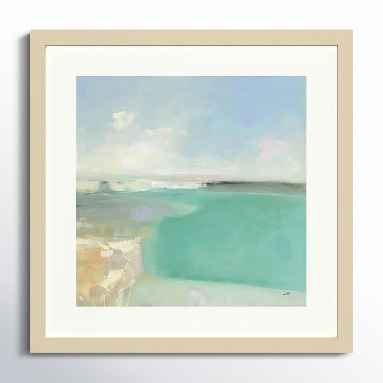 Summer Coastline by Julia Purinton, Natural Framed Paper, 19" H x 19" W