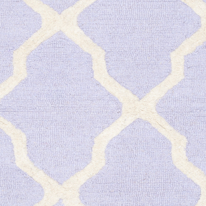 Cannen Hand Tufted Wool Geometric Rug, Rectangle 8' x 10', Ivory/Lavender