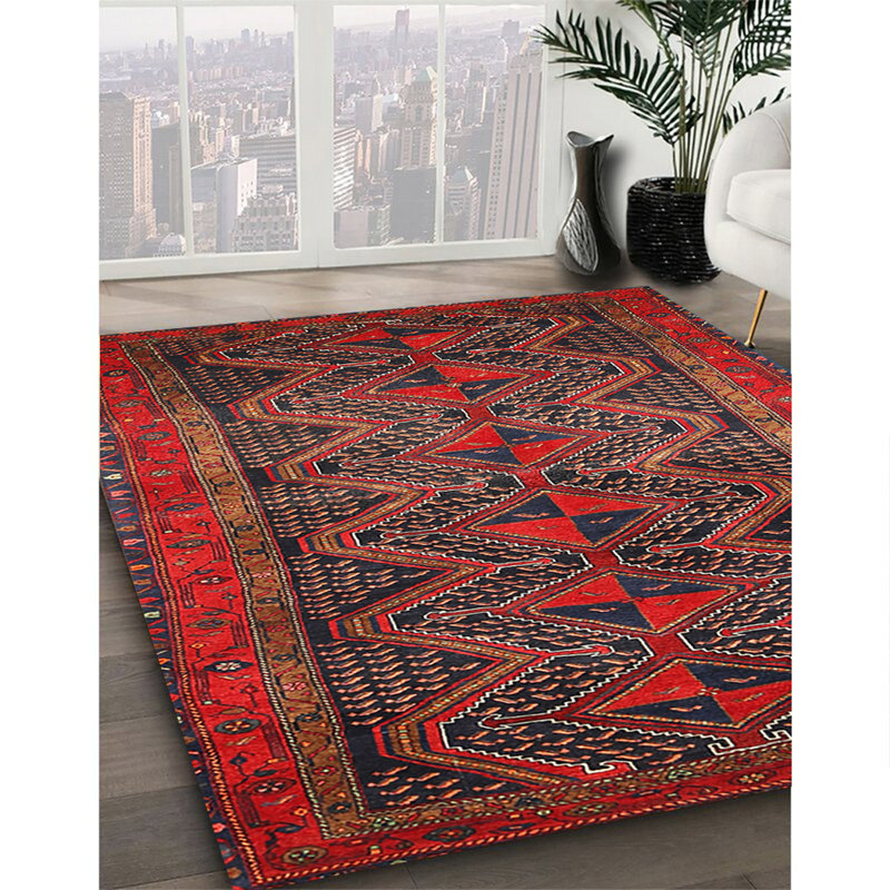 Tapis traditionnel rouge / brun, Rectangle 7 pi x 9 pi