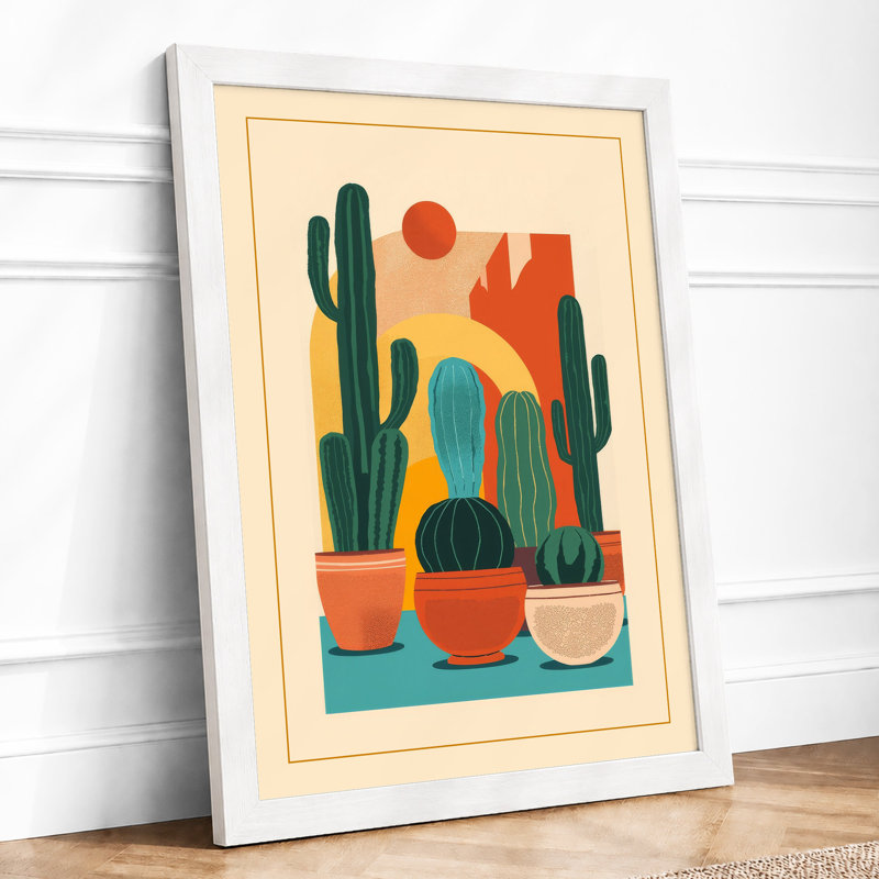 Desert Garden Mid-Century - Framed Print, A4 - 29.7 x 21.0 cm, White