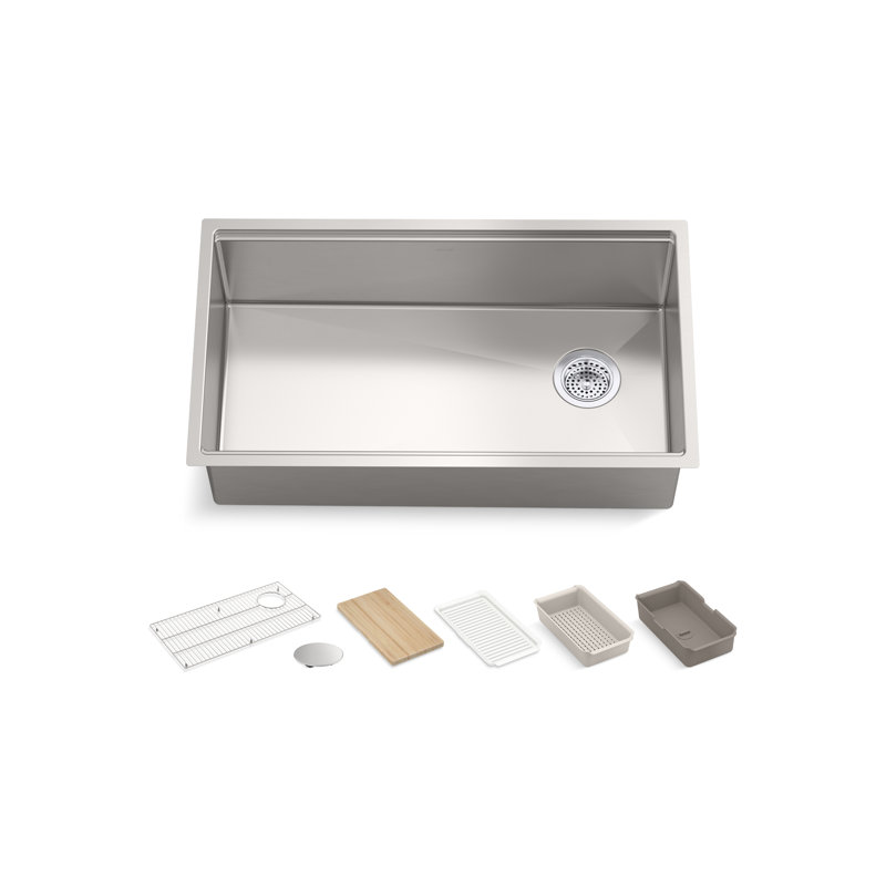Strive 32" Stainless Steel Undermount Single-Bowl Kitchen Sink with Drainboard