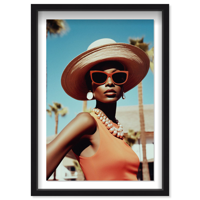 Elegant Palm Springs WomanShadowbox by Oliver Gal, 16.5" H x 11.5" W, Black
