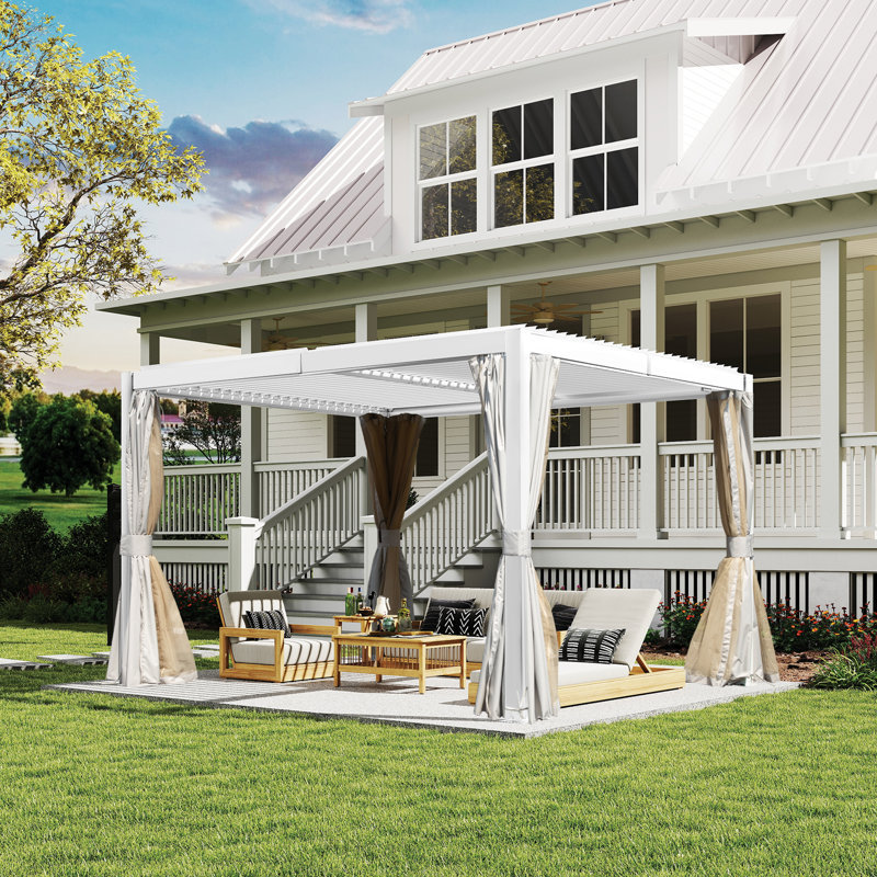 12 Ft. W x 10 Ft. D Aluminum Pergola, White