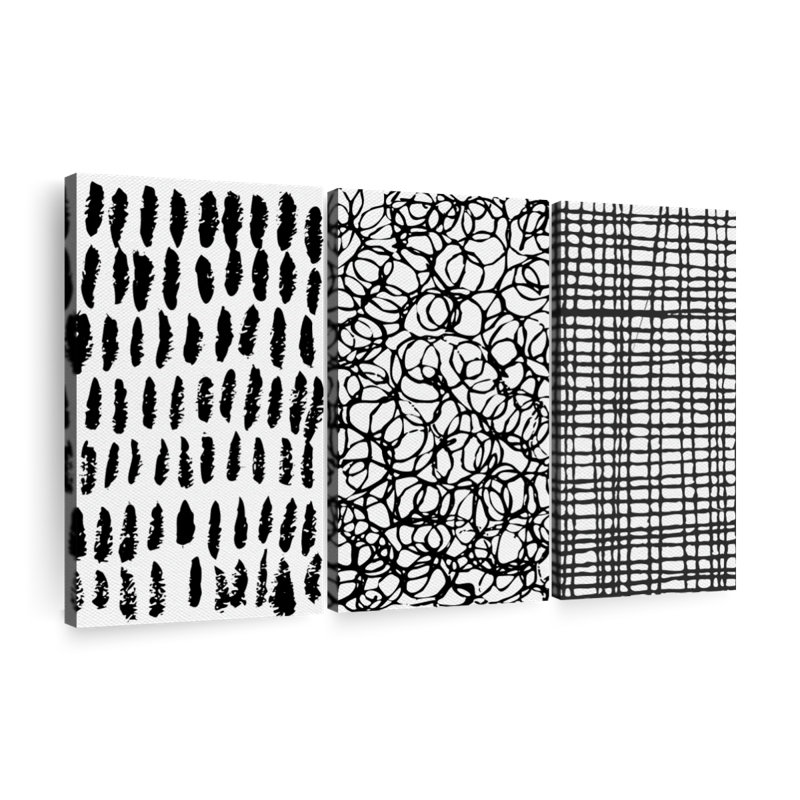 Ensemble 3 pièces Avery Abstract Bold Scribbles Abstract II sur toile, H 74 po x l 48 po x P 1,25 po