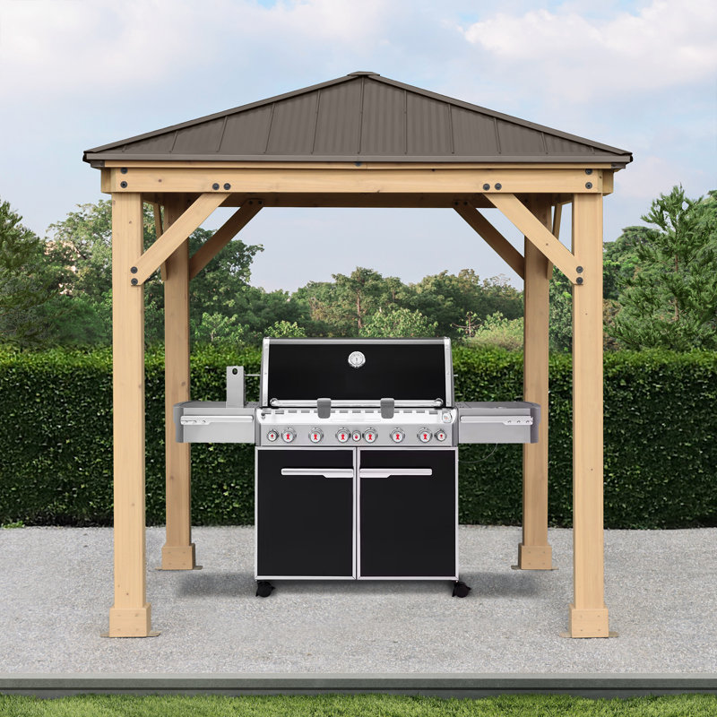 8' x 8' Cedar and Brown Permanent Gazebo