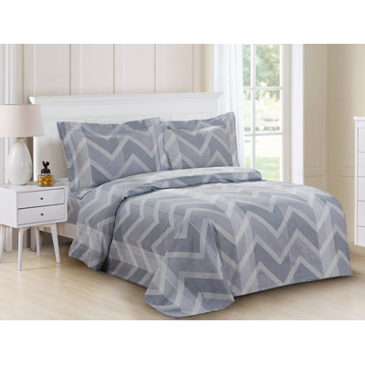 Ensemble de housse de couette réversible en coton bleu standard 6 pièces