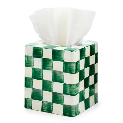 Emerald Check Steel Tissue Box Cover