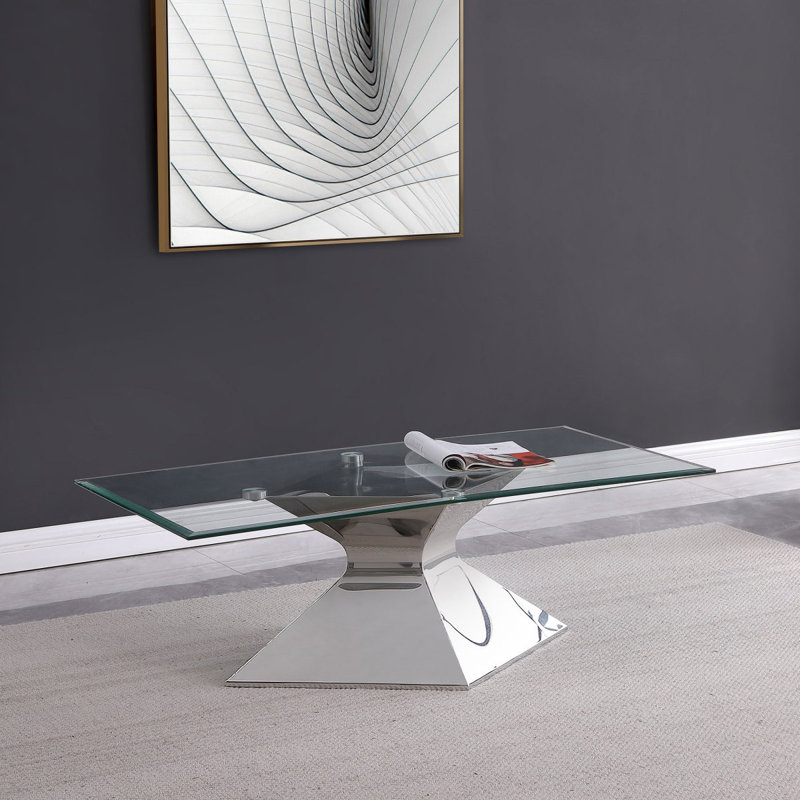 Table basse avec plateau en verre Exeter Chrome