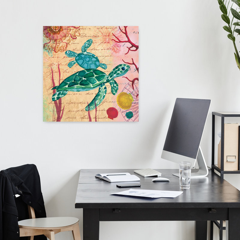 Art côtier tropical iv sous-marin avec animaux, H 18 po x l 18 po