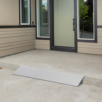 Rampe de seuil en aluminium pour fauteuil roulant d'une hauteur de 1 pouce, capacité de 700 lb, rampe d'entrée d'une seule pièce, surface antidérapante, pour porte, scooter et accès à profil bas