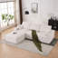 Canapé modulaire en forme de U de 113 po, 4 places, canapé-lit à 4 places, rembourré à compression, sans assemblage, mousse complète pour un espace de vie confortable en velours côtelé beige et blanc-137729014