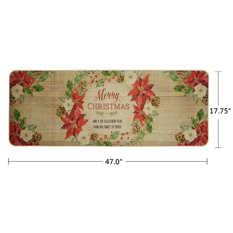 Tapis d'entrée antidérapant Kilmore Christmas Welcome 47 po x 18 po