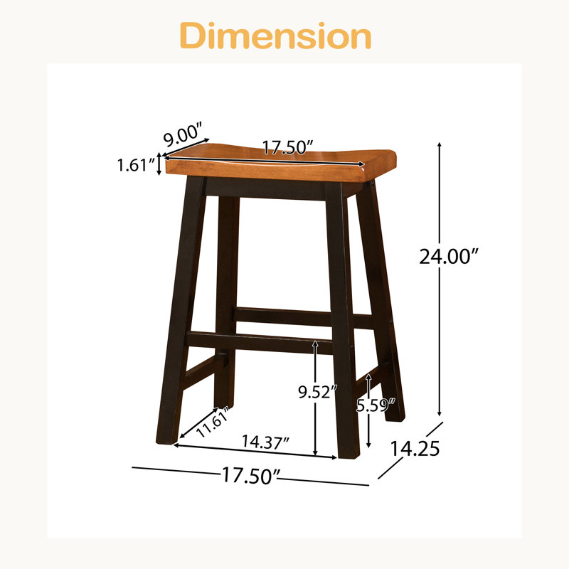 TABOURET SADDLE EN BOIS 24 po