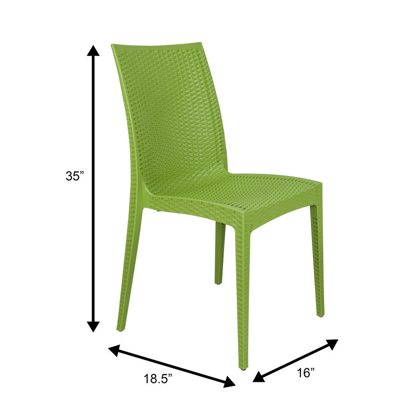 Chaise de patio en osier empilable Mace, vert, Single