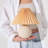 Serena 10" Retro Inspired Ceramic LED Table Lamp with Orange Fabric Pleated Shade-115701359