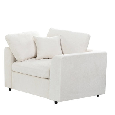 U-Style 4-Piece Modular Sofa Set, 3-Seater + 2-Seater + Chair + Movable Ottoman, Chenille Couch with Solid Wood Frame, Deep Seat Living Room Set, Incl