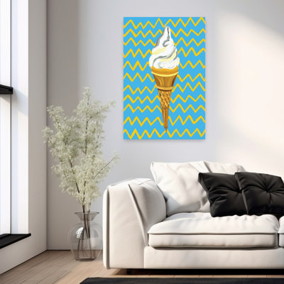 Vibrant Ice Cream Cone Abstract Colorful Contemporary Wall Art